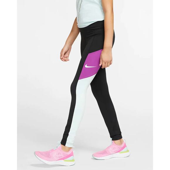 Nike Girls Trophy Tight Legging Black Purple White Size Small NWOT